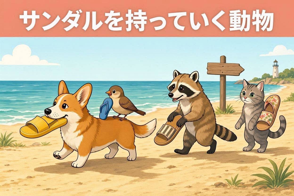 サンダルを持っていく動物のイメージ画像